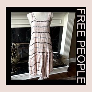 FREE PEOPLE Striped Pink and Black Sleeveless Asymmetrical Dress